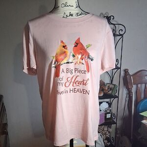 Nwot Pink Short Sleeve Tee with Cardinal Print Memorial Shirt Size Large